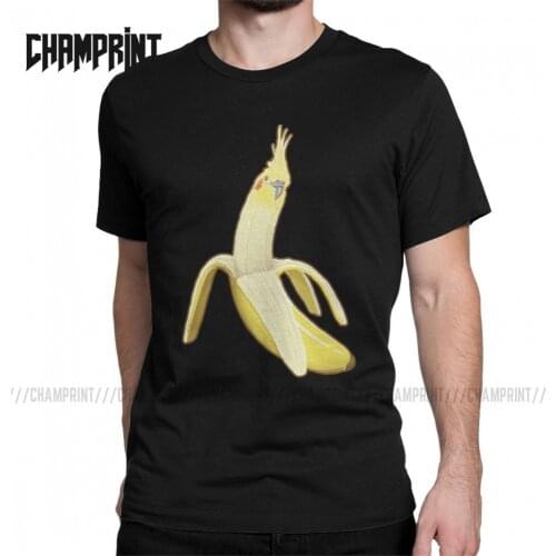 Humor Cockatiel Banana T-Shirt for Men Round Neck 100% Cotton T Shirt Parrot Bird Pet Animal Short Sleeve Tee Shirt Original Top