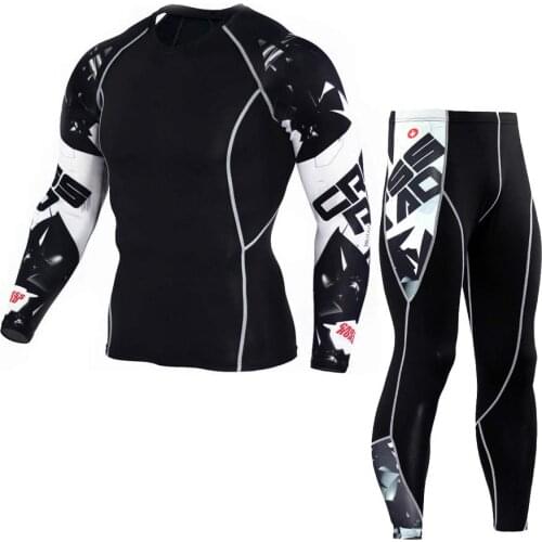 2Pcs Compression Tights Sports Set For Men Gym Trainning Suit Running Sportswear High Elastic Jogging Fitness Tracksuit 4XL