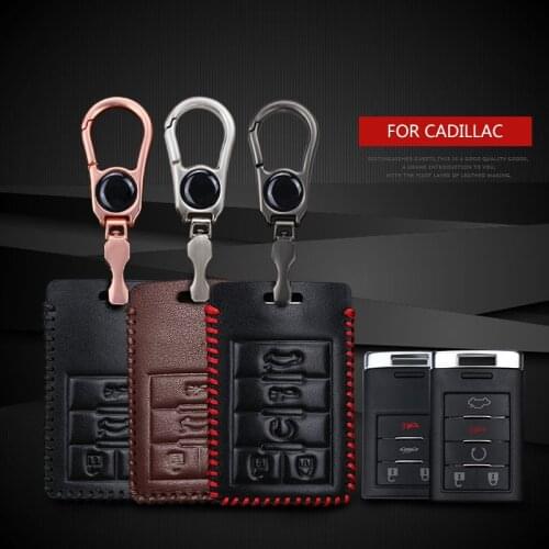 Leather Car Smart Key Case Fob Cover For Cadillac CTS Escalade SRX CT6 V STS ATS XT5 ESV ELR DTS ESV Keyring Chain Accessories
