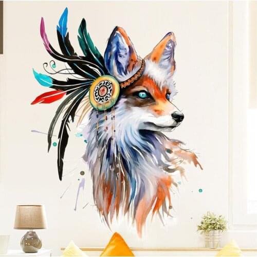 Creative Wall Sticker personality colored wolf self-adhesive stickers home decor bedroom decor home wall room decoration