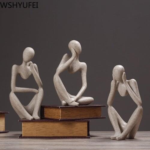Creative Abstract Character Statue Sandstone Figurines Crafts Modern Home Decor Valentines Gifts Office Table Ornament