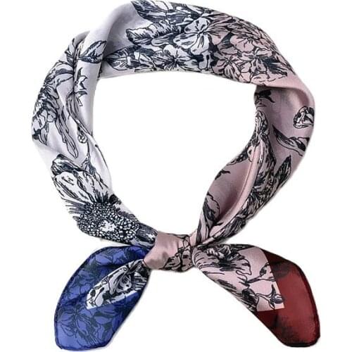 Fashion Headscarf Sketch Peony Print Luxury Brand Scarf Bandanna Professional Neckerchief Womens Neck Silk Scarf Shawl R21