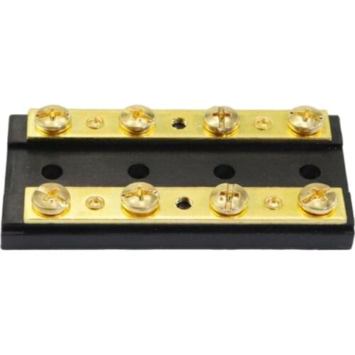 Marine Boat RV Car Brass 4 Gang Buss Bar Block Positive & Negative 8 Terminal 32V 60A