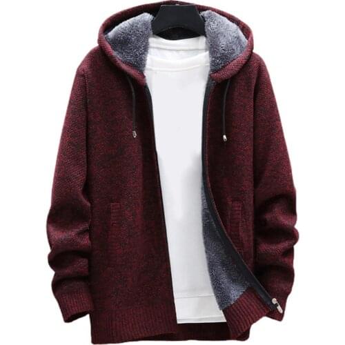 Men Coat Sweater Coat Stretch Sweaters Warm Jacket Soft Knitted Cardigan Men Hooded Jacket Zipper Cardigan Sweater Outerwear
