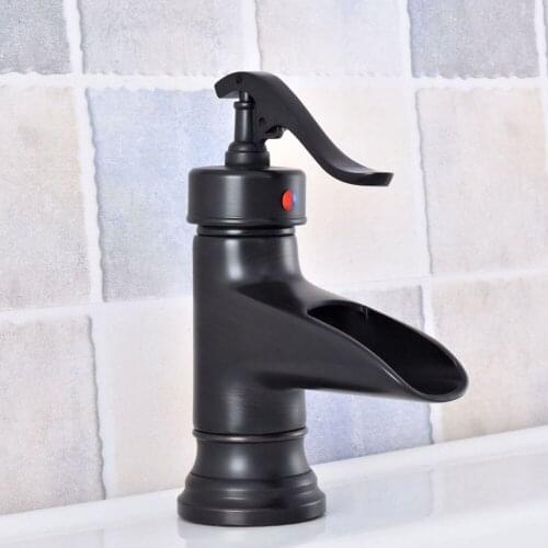 Single Lever waterfall Bathroom Basin Faucet Oil Rubbed Bronze Hot and Cold bathroom Sink Mixer Taps Nsf623