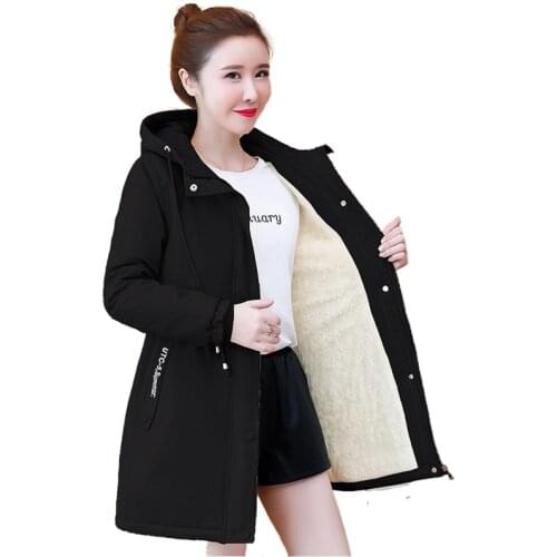 Parker Coat Outerwear Woman Mid-Length NEW Winter Cotton Clothing Women Korean Plus Size Slim Casual Hooded Cotton Jacket Female