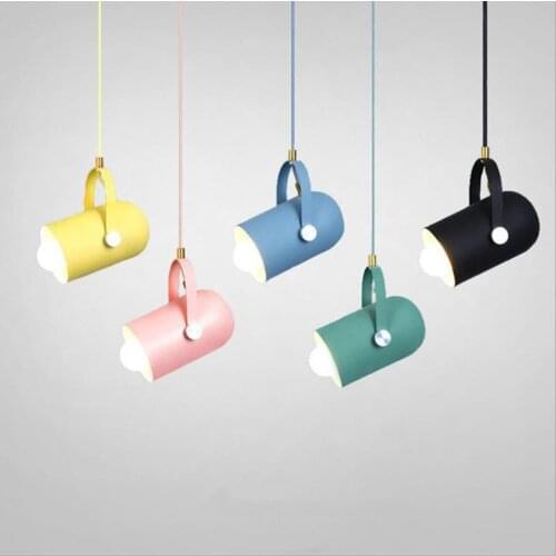 Multi color small Pendant light For living room Adjustable bucket type hanging lamp For clothing store Bar Lighting Fixtures