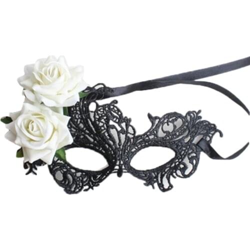 K3NF Half Masquerades Venetian Masks Halloween Carnival Costumes Party Accessories Stage Flirt Props with Rose for Womens