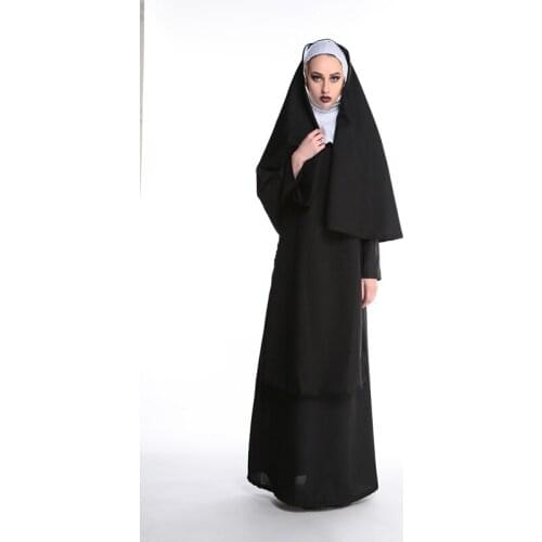 Sexy Black Nun Missionary Costume Halloween Adult Cosplay Dress Fancy Dress 89171