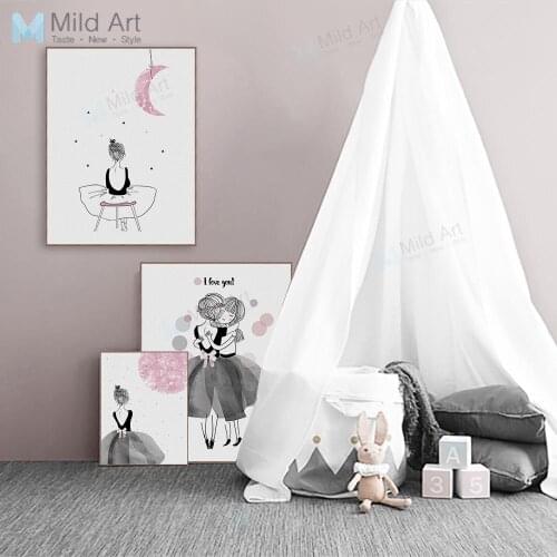 Modern Pink Ballet Dance Girl Friend Love Posters Nordic Living Room Wall Art Print Pictures Home Decor Canvas Painting No Frame