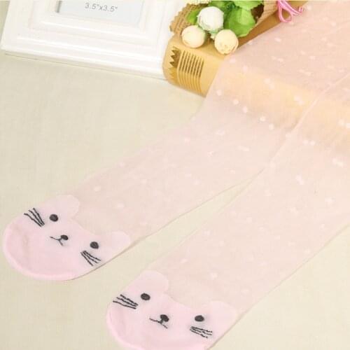 Girls Cartoon Thin Silk Socks Kids Candy Color Cats Butterfly Dot Dancing Socks Kids Knee High Socks Children Long Tube Leg Warm