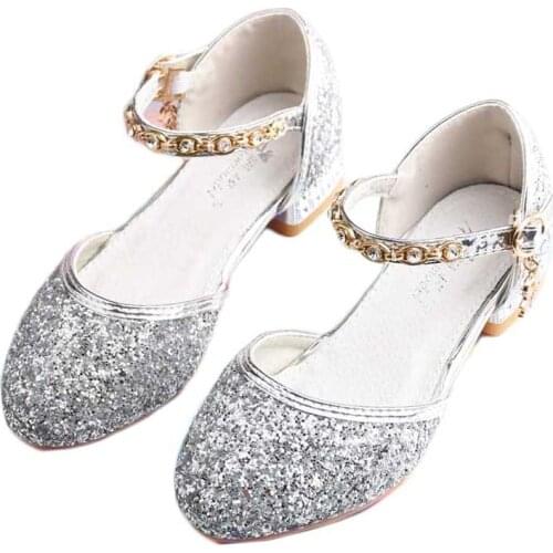 Princess Shoes For Girls Kids Dancing Sandals New Arrival Shinning Sequence Cinderella High Heels Child Sandal Comfortable Big S