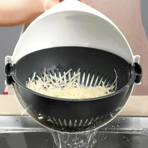 Magic Rotate The Vegetable Cutter With Drain Basket Multi-functional Kitchen Veggie Fruit Shredder Grater Slicer