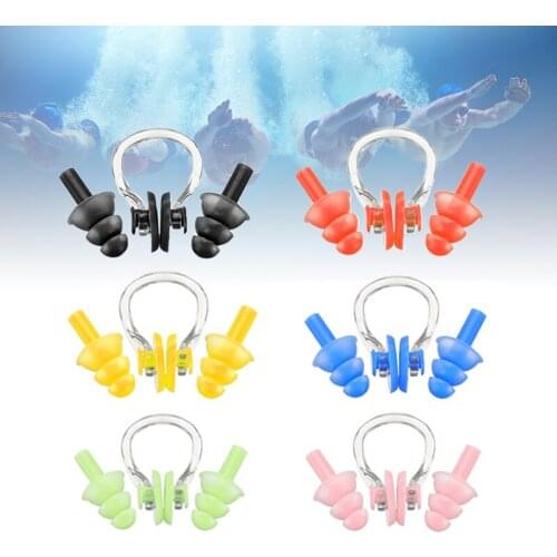Unisex Nose Clip Earplugs Waterproof Swimming Nose Clip Water Protection Soft Silicone Ear Plugs Set Diving Pool Accessories