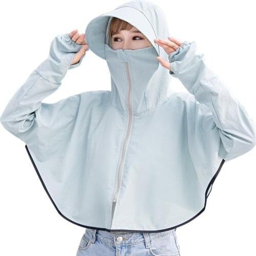 Women Loose Hooded Thin Short Jacket Coat 2019 Summer New Sun UV Protection Female Basic Coat Bat Sleeve Poncho Outwear R393
