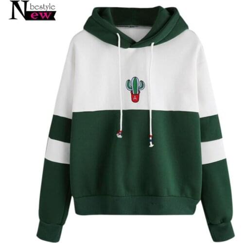 Womens Sweatshirt Long Sleeve Cactus Print Hoodies Sweatshirt Women Hooded Pullover Tops Harajuku Hoodies Women Oversized Hoodie
