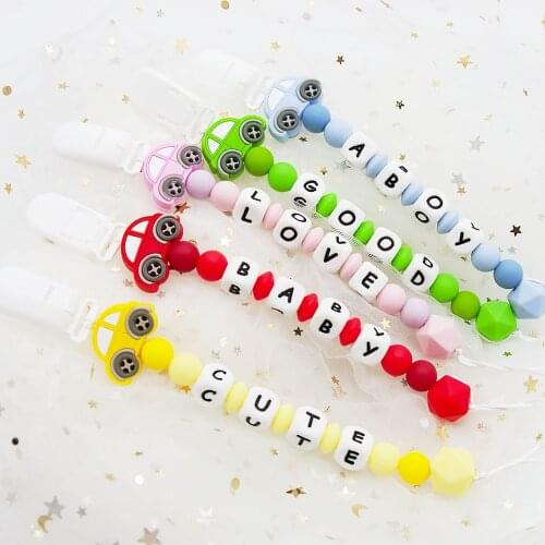 Cute-Idea 1set Car Pacifier Chain Silicone Baby Soft Teether Chewable Food Grade Teething BPA Free Handmade DIY Baby Product Toy