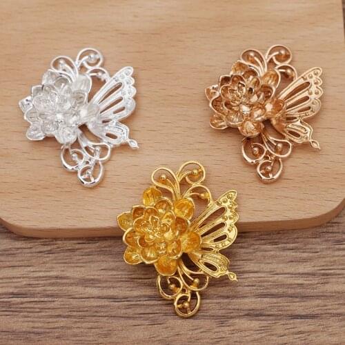 10 Pieces/Lot 33*41mm Metal Butterfly Decorative Handmade Hair Accessories DIY Jewelry Making