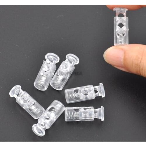 100pcs/lot transparent plastic round ball cord lock end toggles spring clip stoppers 4mm shoelace bungee shock cord HLD/K-334