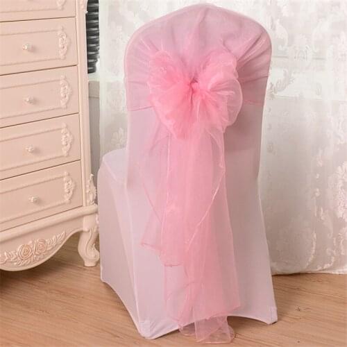 25PCS/Lot Organza Knot Wedding Chair Ties Decor Banquet Event Decorations Bow Ties Chair Bands Sashes