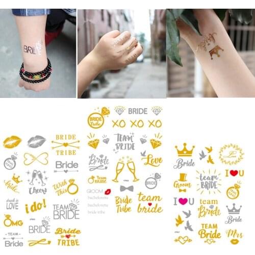 3ps/lot Wedding Decorations Temporary Tattoo Sticker Team Bride To Be Bachelorette Party Just Married Wedding Event Decorations