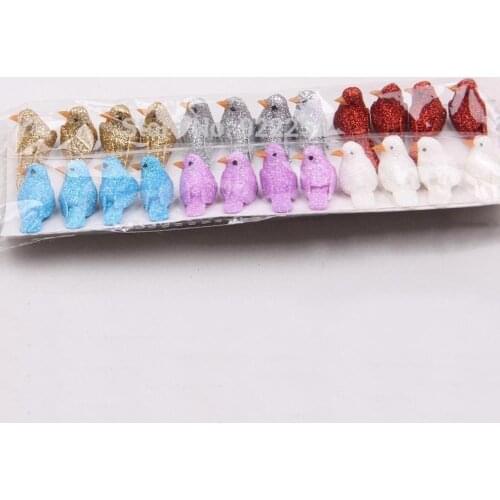 72PCS,3*1CM Multicolor Artificial Foam Mini Decorative Glitter Birds,Christmas,Wedding DIY Craft Decoration,Ornament Gift Box