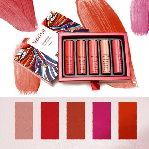 AiceBeu 5pcs Mini Matte Lipstick set 5color Nude Lip Stick Waterproof Lipstick Long Lasting Beauty Makeup Lips Gift set