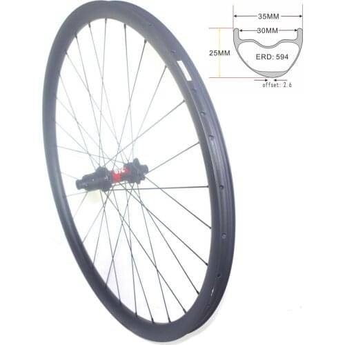 29ER MTB Carbon Fibre Asymmetric Bike Wheelsets Tubeless 35mm Width 25mm Profile 28H Super Light Bicycle Wheels DT240S Hub