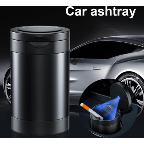 Car Ashtray With LED Light Portable Mini With Cover Removable Easy To Clean For Car Outdoor Home Use Car Interior Accessories