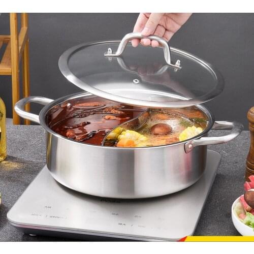 Large capacity Mandarin duck pot hotpot non-stick pots for cooking 304 stainless steel cooking pot soup hot pot pots and pans
