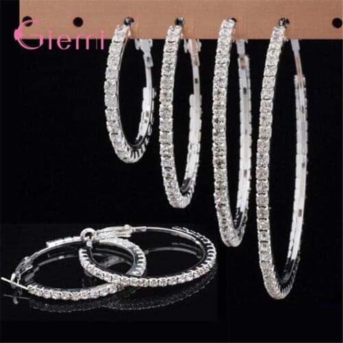 30-80mm Rhinestone Large Round Earrings For Women Fashion Shiny Crystal Earrings Party Earrings Jewelry Accessories