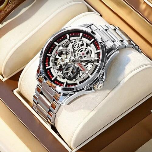 AILANG Mens Watch Automatic Mechanical Hollow Atmosphere Mens Watch Sports Waterproof Business Luminous Genuine Watch 8650