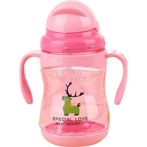 200-400ml Training Bottle Kids Toddler Baby Healthy Feeding Cup Safe Drinking Water Straw Sippy Lovely Baby Water Milk Cup