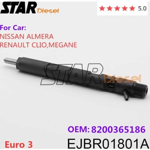 STAR Diesel Injector EJBR01801A 8200365186 Common Rail assembly EJBR 01801A Fuel Injection Nozzle ForNISSAN RENAULT Euro 3