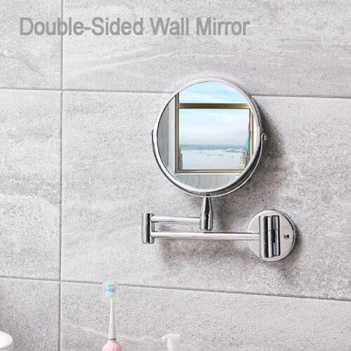Bathroom Mirror, Wall Mounted Vanity Mirror with 3X or 5X Magnification, Double Sided Makeup Mirror, 360 Swivel, Foldable Arm