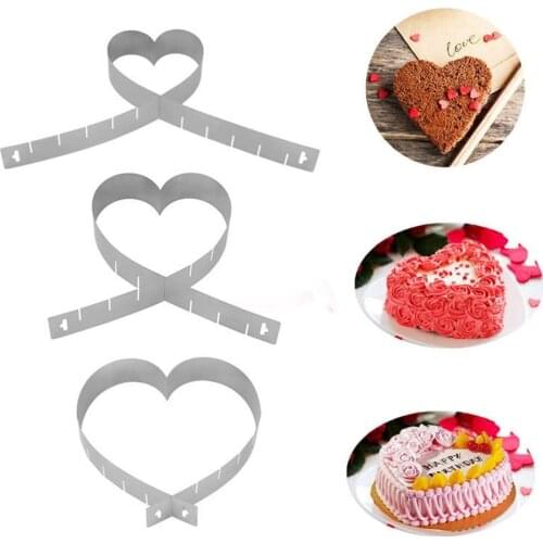 Heart Shape Baking Mould Adjustable Stainless Steel Mousse Dessert Cake Mold Kitchen Baking Tool Stencil Decorating Mould Tool