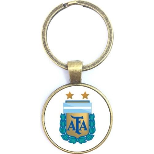 Football Fans Keychain Argentina/Egypt/Australia/Panama/Brazil National Football Badge Glass Dome Keyring For Funs Gift