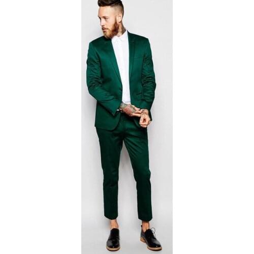 Green/Teal/Yellow/Purple Tailored 2 Pieces Men Suits Groomsmen Peak Lapel Groom Wedding Tuxedos Costume Homme Jacket Pants Hanky