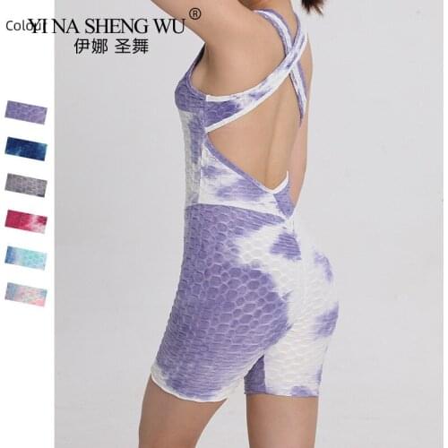 Summer Yoga Bodysuits Women Tie Dye Romper Sleeveless Sports Jumpsuits Clothes Comfortable Slim Quick Dry Playsuist Sportswear