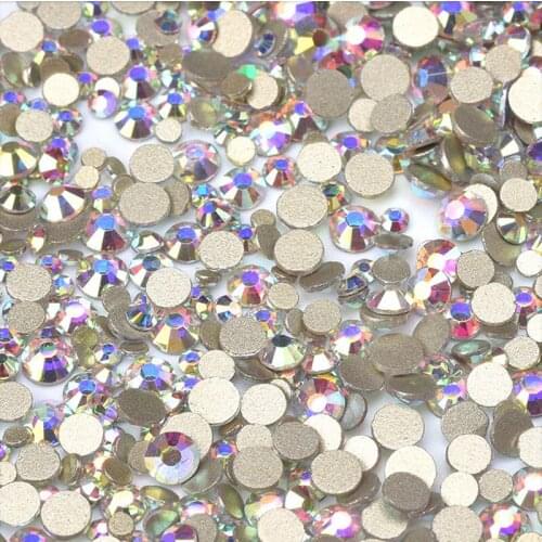 Hotsell 1440Pcs SS3-SS16 AB Crystal White 3D Nail Art Decoration rhinestones Gold Flatback Rhinestones Glitter