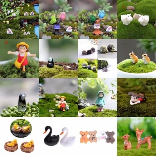 Cartoon Animals Miniatures Figurines Mini Craft Figurine Plant Pot Garden Ornament Miniature Fairy Garden Decor DIY