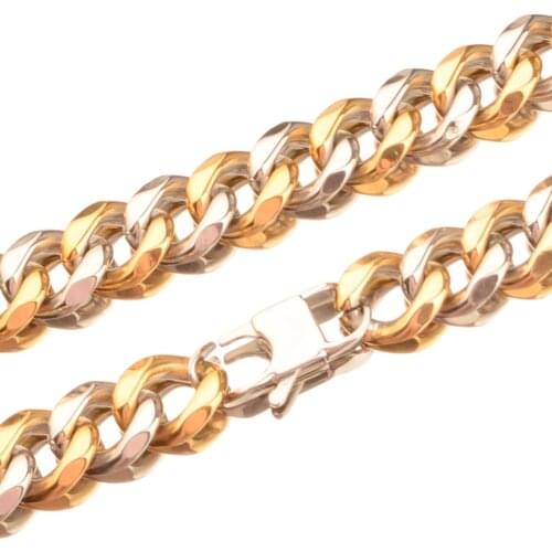 12MM Cuban Curb Link Chain Chic Boutique Stainless Steel Silver Color Gold Mens Necklace Or Bracelet Christmas Gift 7-40inch
