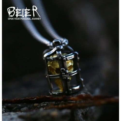 Beier 316L Stainless Steel Necklace New Arrival Super Punk Skull Biker Featured modeling Pendant Fashion Jewelry LHP208