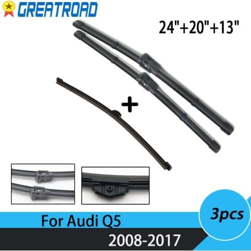 LHD RHD Wiper Front Rear Wiper Blades Set For Audi Q5 2008-2016 2017 Windshield Windscreen Window 24"+20"+13"