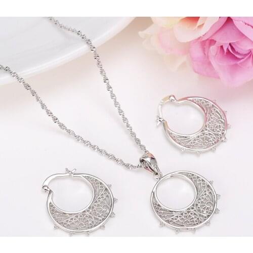 Nigerian Wedding African Jewelry Sets Fashion silver Jewelry Sets For Womengirls Costume Design