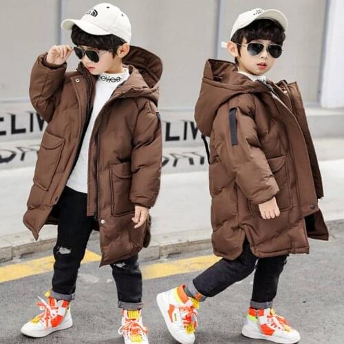 New Baby Boys Jacket Warm Shool Children Winter Down Cotton Padded Parkas Coat Thickened Solid Color Toddler Boy Winter Clothes