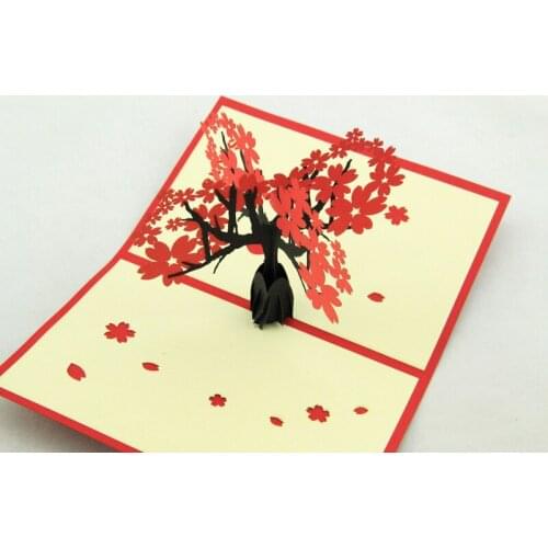 New Arrive Universal Festival Sakura Tree Invitations Delicacy Gift Handmade Creative 3D Cards Pop UP Gift