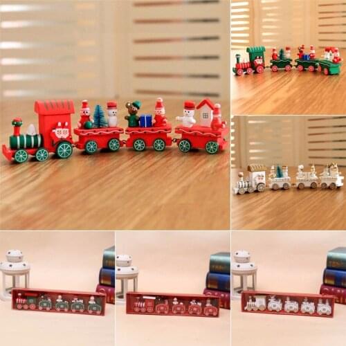 2019 New Christmas Creative Wooden Train Santa Claus Festival Ornament Kids Gift Toy New 3 Color