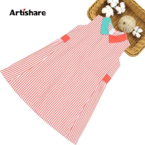 Teenage Girl Dress Striped Girl Party Dress Patchwork Children Dress Summer Childrens Clothing 6 8 10 12 14