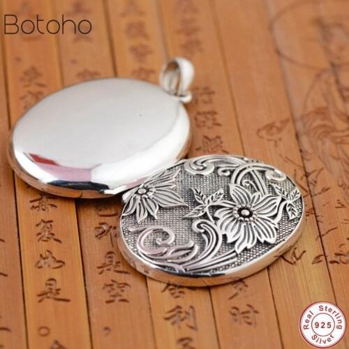 Gawu Box Flower Pendant 925 Silver colour Hang Pure Original S925 Thai Silver colour Pendants Women men for Jewelry Making